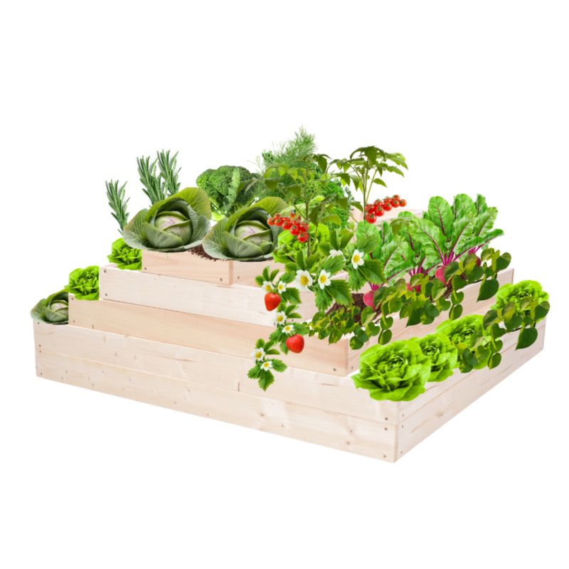 Skrzynia warzywna MODO24 kaskadowa 45x117x100 cm naturalne drewno 1 szt