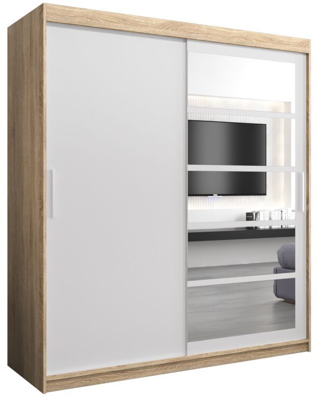 Szafa przesuwna Abiks ROMA 1 180 sonoma + biały mat 1 szt.