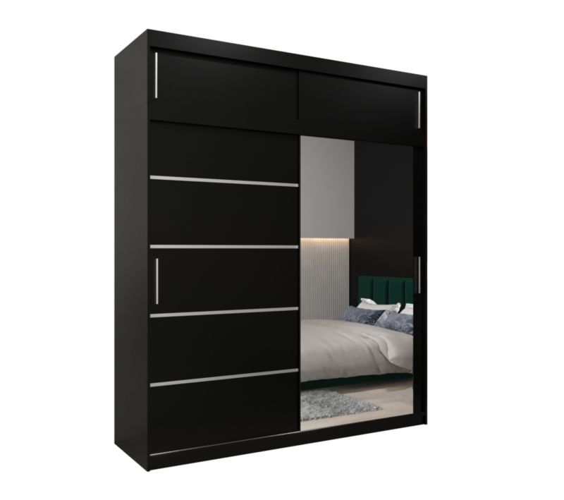 Szafa przesuwna Abiks Verona 2 200 czarny + czarny z nadstawką 1 szt.