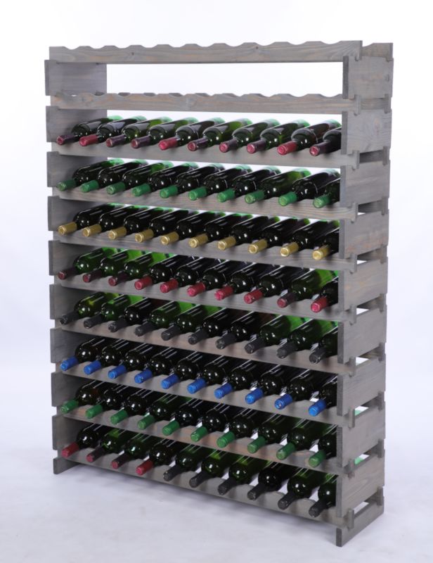 Stojak na wino MODO24 regał modułowy na butelki 10 leżni x 10 butelek montaż bez narzędzi impregnacja szara 1 szt.