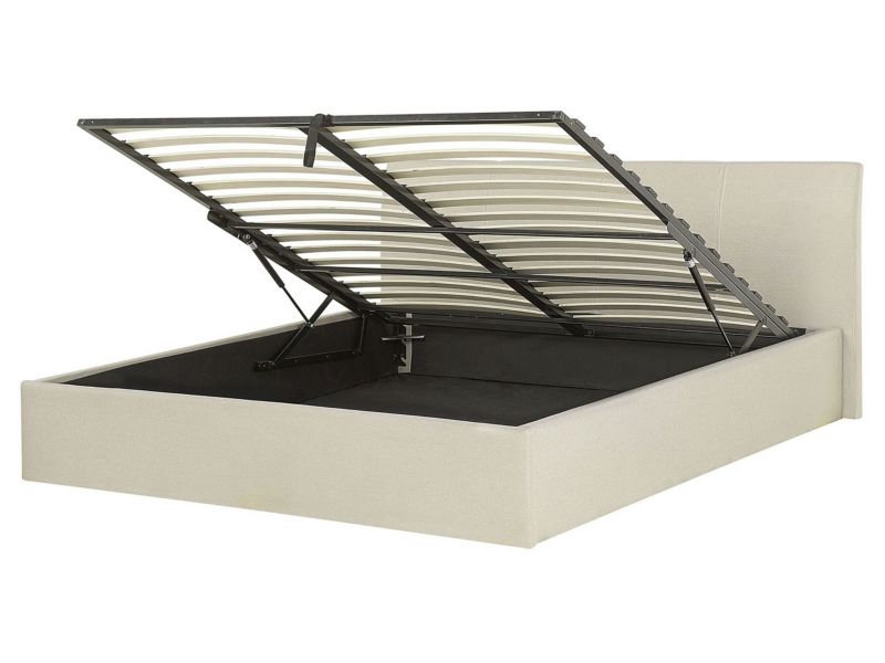 Łóżko z pojemnikiem Orbey 160 x 200 cm Jasnobeżowy 1 szt.