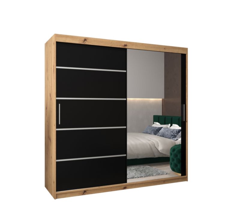 Szafa przesuwna Garderoba Abiks Verona 2 200 artisan + czarny 1 szt.