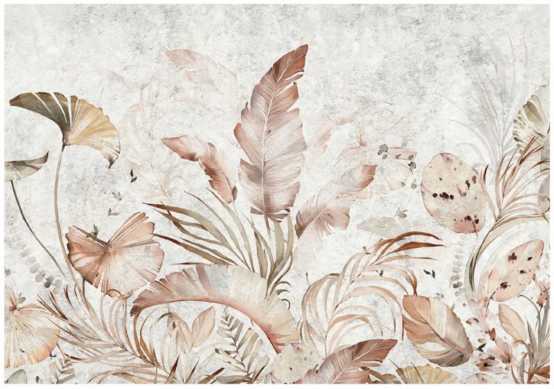 Fototapeta WALLARENA Do Sypialni Salonu Winylowa Liście Abstrakcja Beton Szary 254x184 cm 16021W4 1 szt.