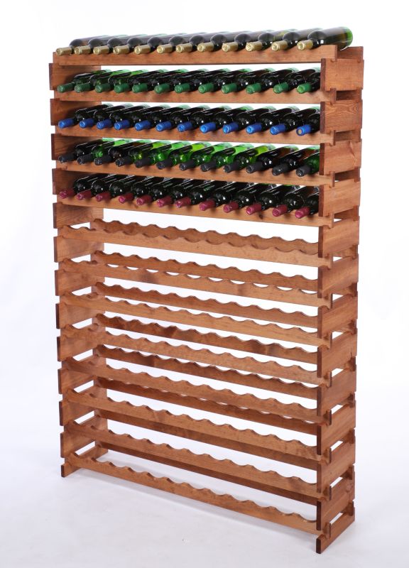 Stojak na wino MODO24 regał modułowy na butelki 13 leżni x 12 butelek montaż bez narzędzi impregnacja brązowa 1 szt.
