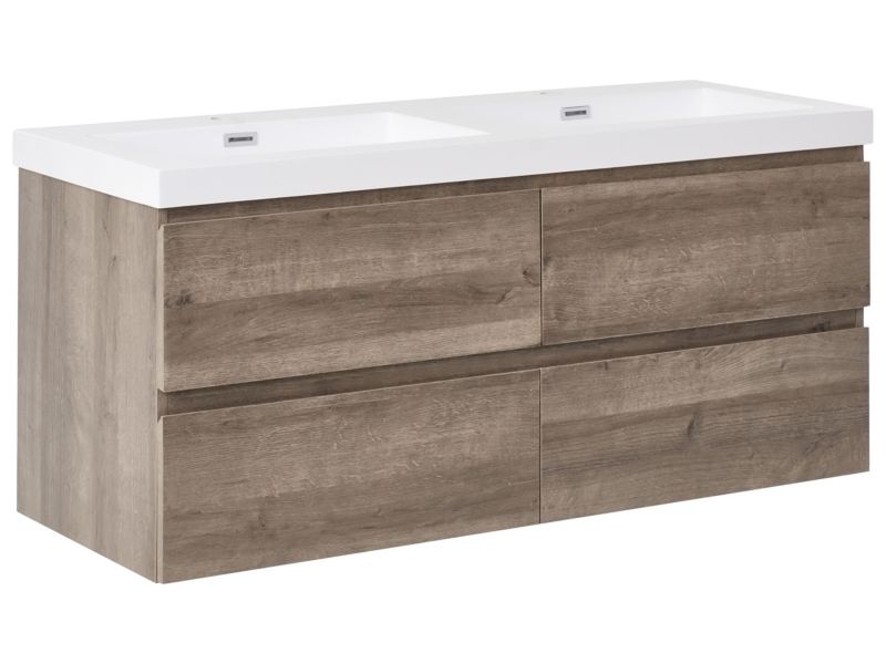 Szafka łazienkowa wisząca z podwójną umywalką Viedma 120 cm Beżowoszary 1 kpl