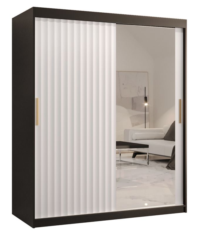 Szafa przesuwna Abiks RIFLO WAVE 2 150 czarny mat+ biały mat 1 szt.