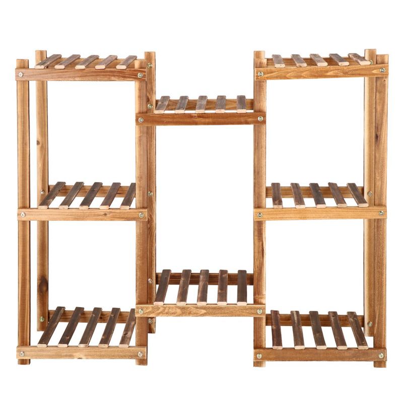 Kwietnik drewniany Springos 70 cm stojak na kwiaty z 8 półkami drewniany postarzany 1 szt.