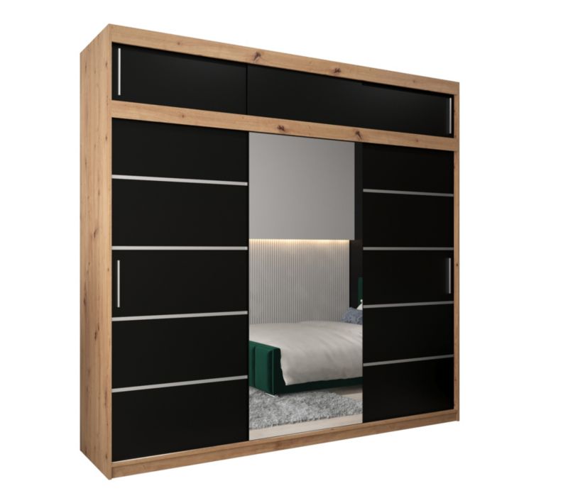 Szafa przesuwna Abiks Verona 2 250 artisan + czarny z nadstawką 1 szt.