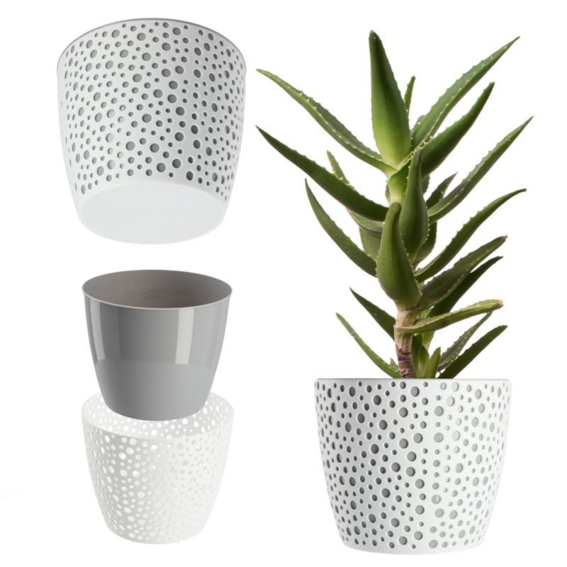 Doniczka KADAX Z Wkładem Okrągła Na Kwiaty szara 21cm 1 szt.