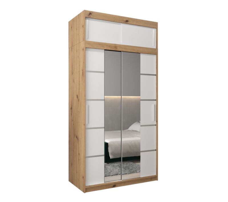 Szafa przesuwna Abiks Verona 4 120 artisan + biały z nadstawką 1 szt.