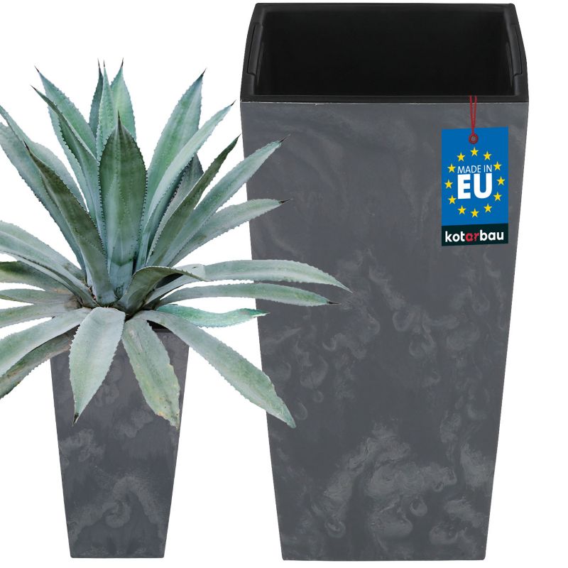 Doniczka z wkładem KOTARBAU 240x240x450 mm struktura betonu 1 szt.