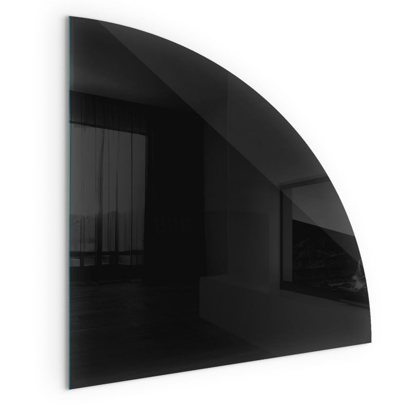 Szklana Podkładka Pod Kominek Ćwiartka Wallfluent 100x100 cm Głęboki grafitowy 1 szt.