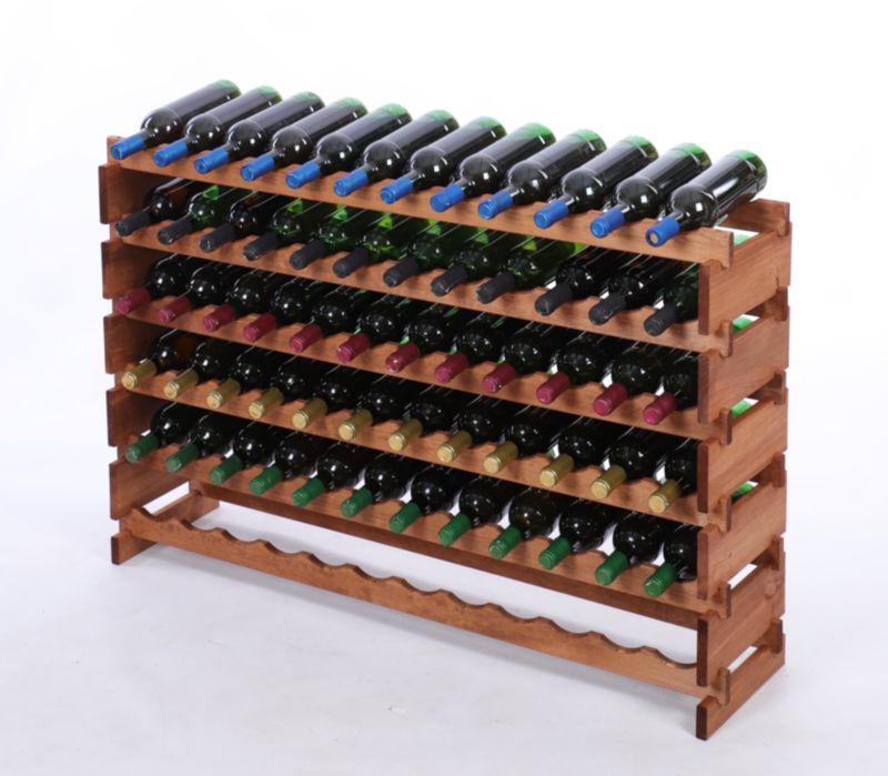 Stojak na wino MODO24 regał modułowy na butelki 6 leżni x 12 butelek montaż bez narzędzi impregnacja brązowa 1 szt.