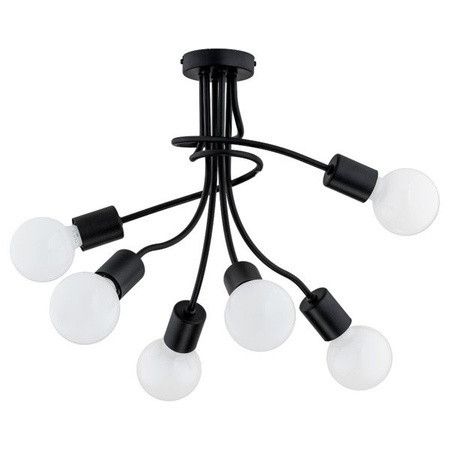 Lampa sufitowa wisząca Alfa Plena 7566 czarna industrialna 6xE27 x 15W 1 szt.