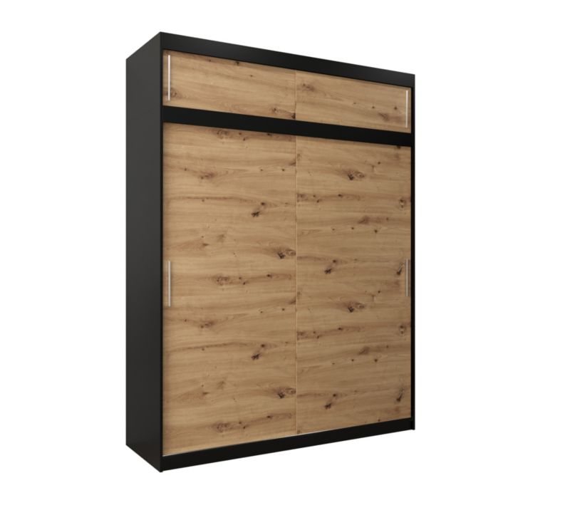 Szafa przesuwna Garderoba Abiks Tokyo 180 czarny + artisan z nadstawką 1 szt.