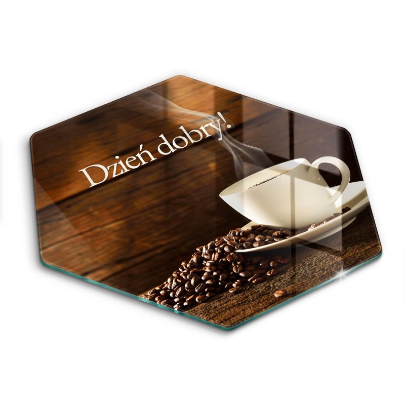 Szklana deska do krojenia Wallfluent h40 cm Dzień dobry Filiżanka kawy 1 szt.