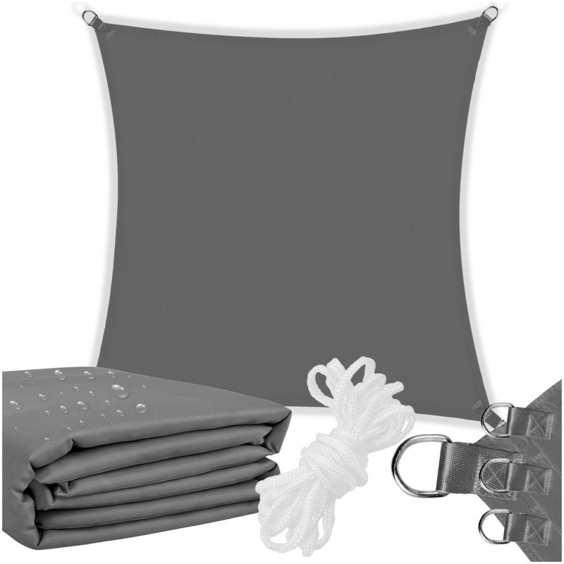 Żagiel przeciwsłoneczny Springos 3x3 m cieniujący kwadratowy woodoodporny do ogrodu grafitowy 1 szt.