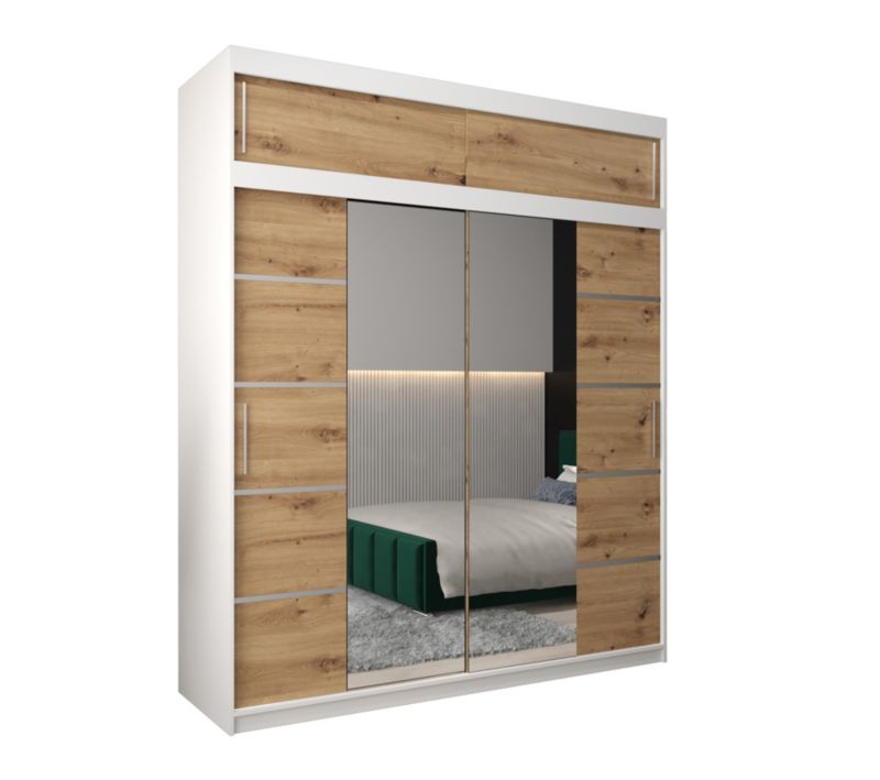 Szafa przesuwna Abiks Verona 4 200 biały + artisan z nadstawką 1 szt.