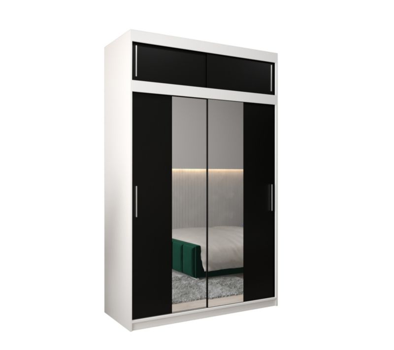 Szafa przesuwna Garderoba Abiks Tokyo 1 150 biały + czarny z nadstawką 1 szt.