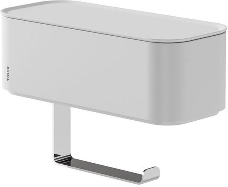 Uchwyt na papier toaletowy Tiger 2 Store biały zamykany schowek na chusteczki 1 szt.