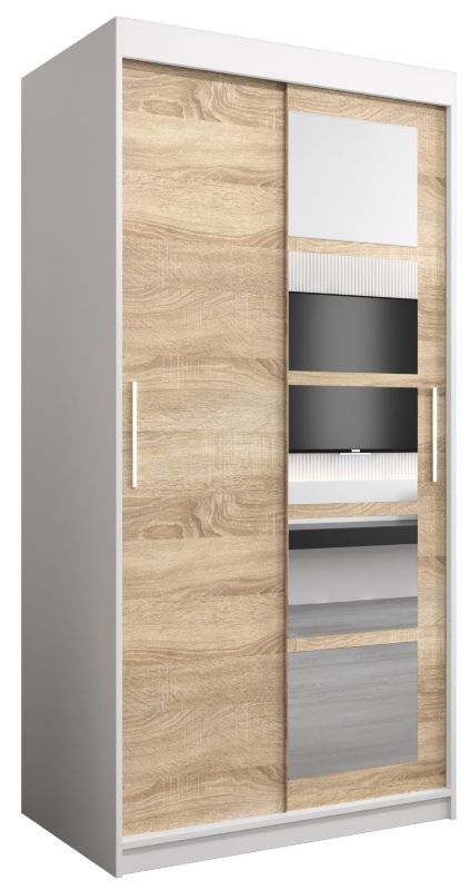 Szafa przesuwna Abiks ROMA 1 100 biały mat + sonoma 1 szt.