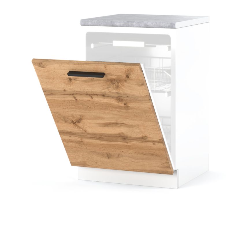 Szafka Kuchenna Hurtownia-Mebli Stojąca Do zmywarki Blanka dolna ZM60 60cm Biały Mat Dąb Wotan 60x47x85 cm 1szt.