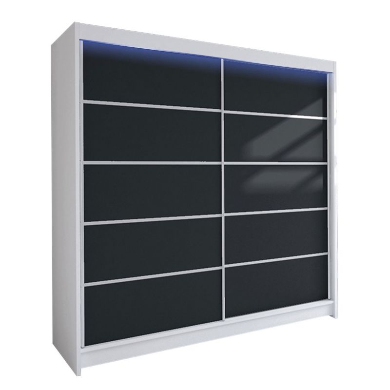 Szafa MIRJAN 24 z drzwiami przesuwnymi Talin IV z oświetleniem RGB biały/czarny 1 szt.