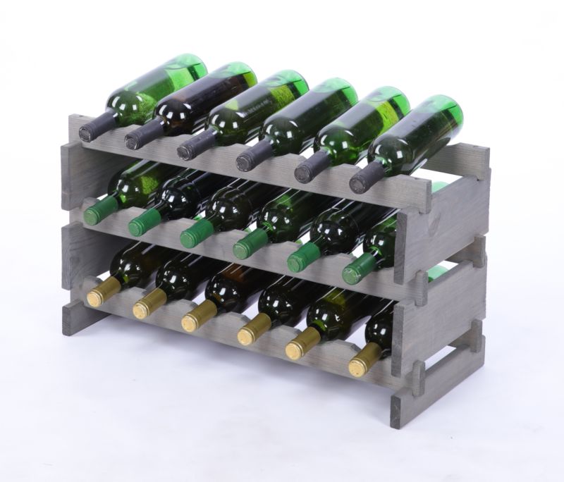 Stojak na wino MODO24 regał modułowy na butelki 3 leżnie x 6 butelek montaż bez narzędzi impregnacja szara 1 szt.