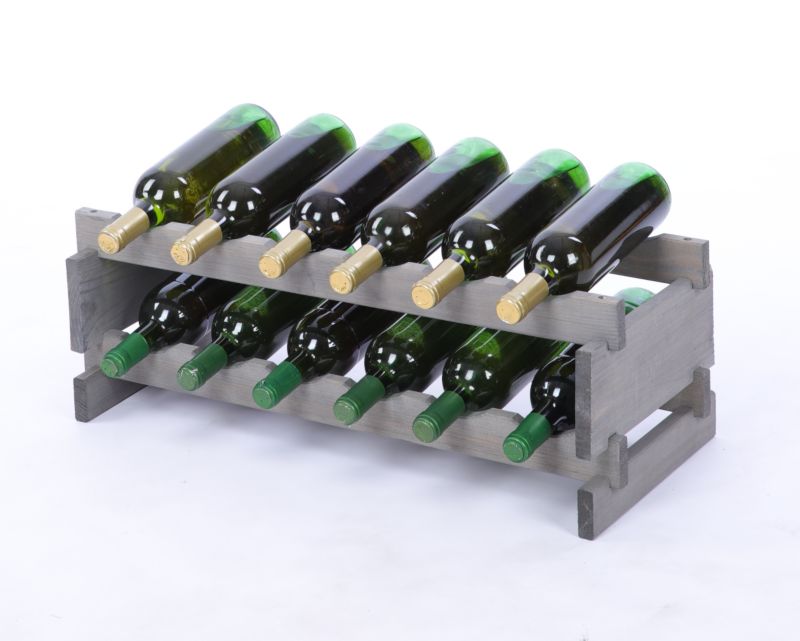 Stojak na wino MODO24 regał modułowy na butelki 2 leżnie x 6 butelek montaż bez narzędzi impregnacja szara 1 szt.