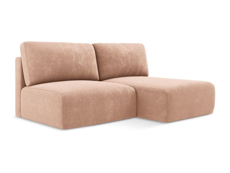 Prawy narożnik z funkcją spania LaMiaSofa OSTIA z tkaniny szenilowej 210x149 cm brzoskwiniowy 1 szt.