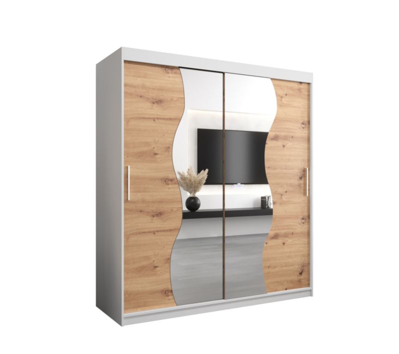 Szafa przesuwna Garderoba Abiks MADRYT 180 biały mat + dąb artisan 1 szt.