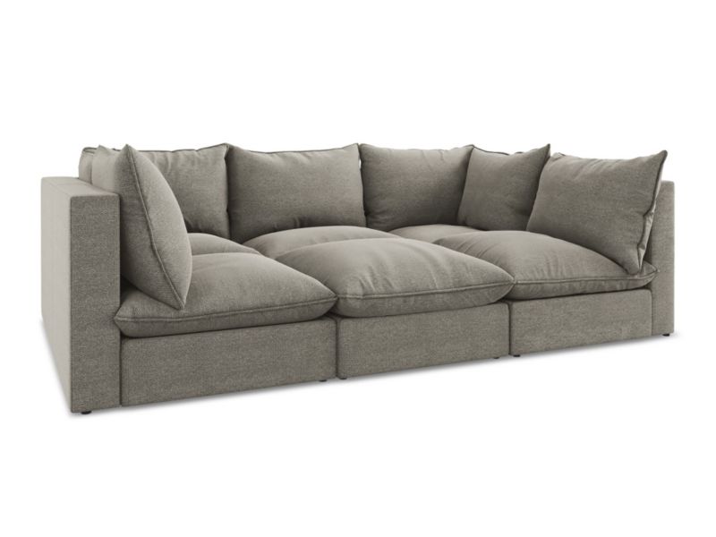 3-osobowa kanapa modułowa LaMiaSofa RAVENNA z tkaniny bouclé 255x180 cm szary 1 szt.