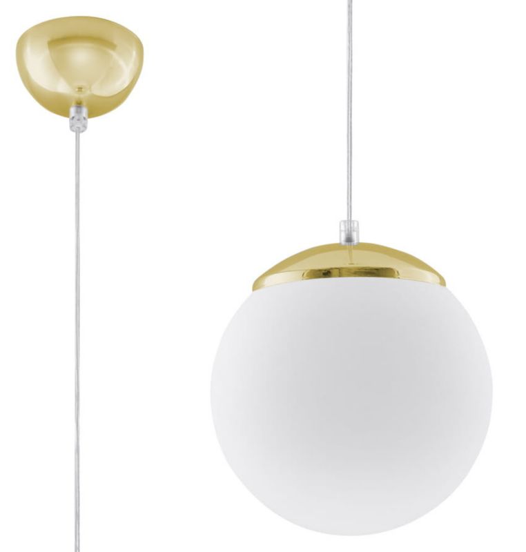 Lampa sufitowa wisząca Sollux Lighting Ugo 4824 złoto-biała szerokość 20 cm 1xE27 x 60W 1 szt.
