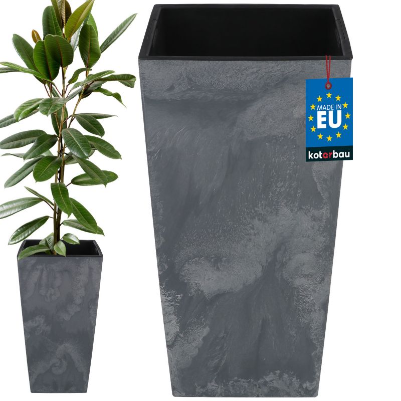 Doniczka z wkładem KOTARBAU 325x325x610 mm struktura betonu 1 szt.