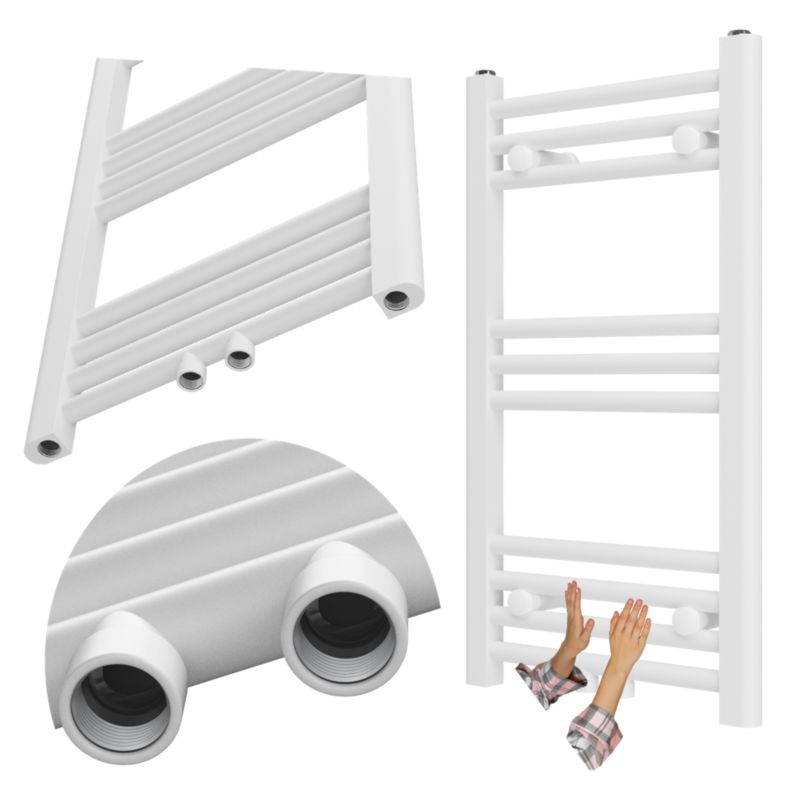 Grzejnik Łazienkowy Granitan Raven 70/40cm Biały Kaloryfer Drabinkowy 1kpl.