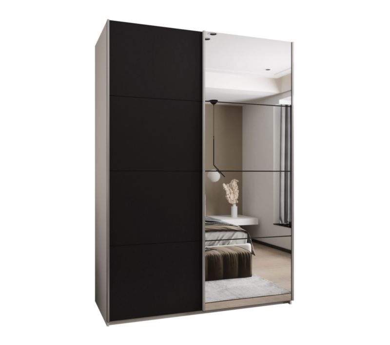 Szafa przesuwna Abiks LUX 3 wysoka szer.180cm biały/czarny/srebrny 1szt.