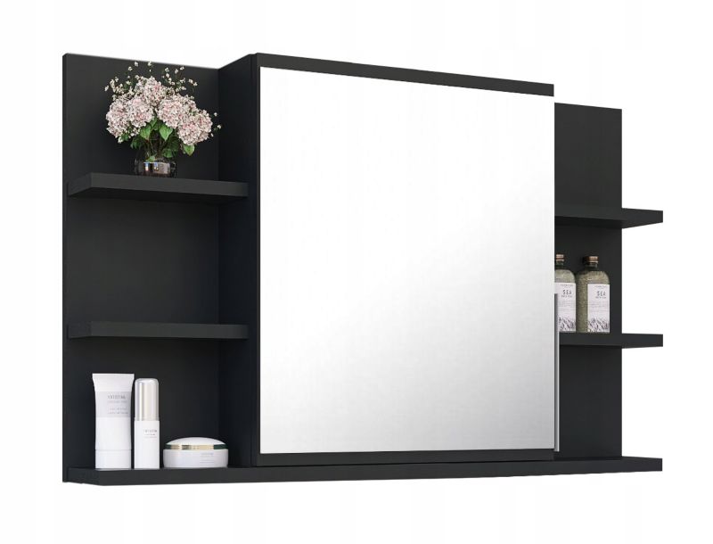 Szafka łazienkowa z lustrem Better Home 80 x 50 x 14 cm, Czarna, 1 szt.