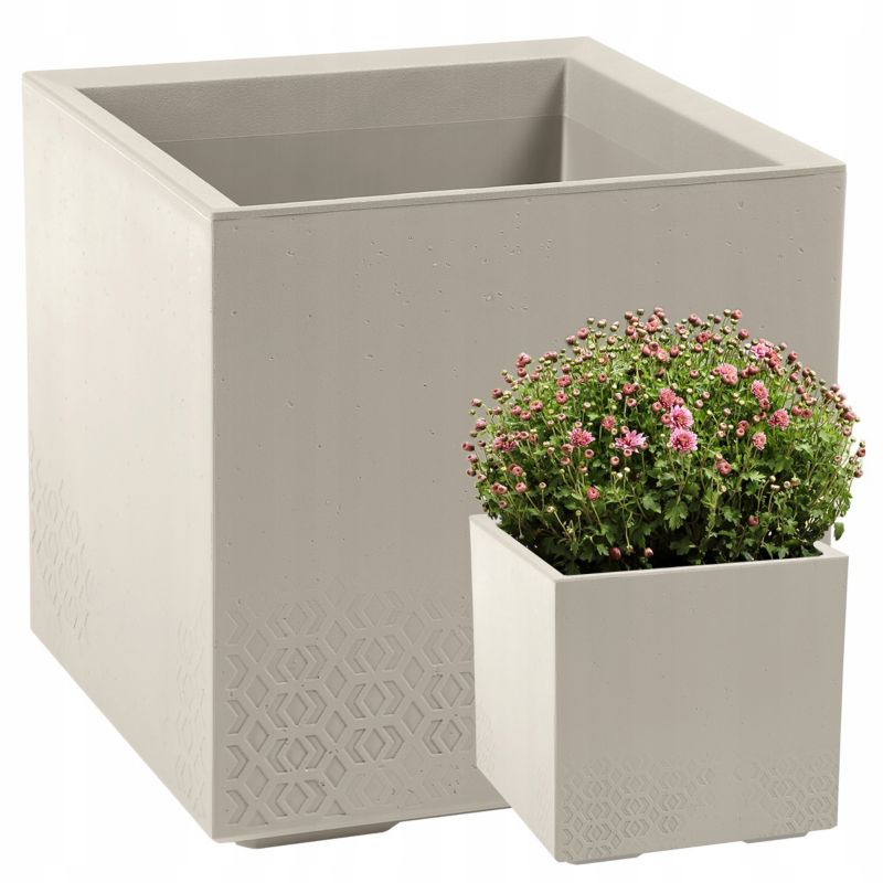 Doniczka Lamela KARO donica kwietnik 40x40x40cm imitacja betonu beżowa 1 szt.