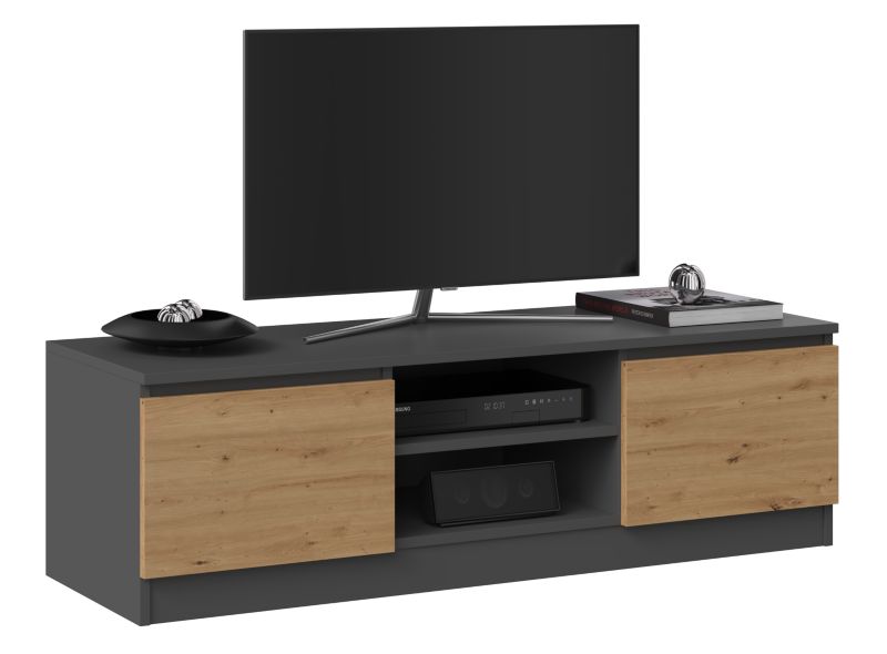 Szafka RTV 120 Topeshop Stolik 120 cm Antracyt Dąb Artisan 40x120x36 cm 1 szt.