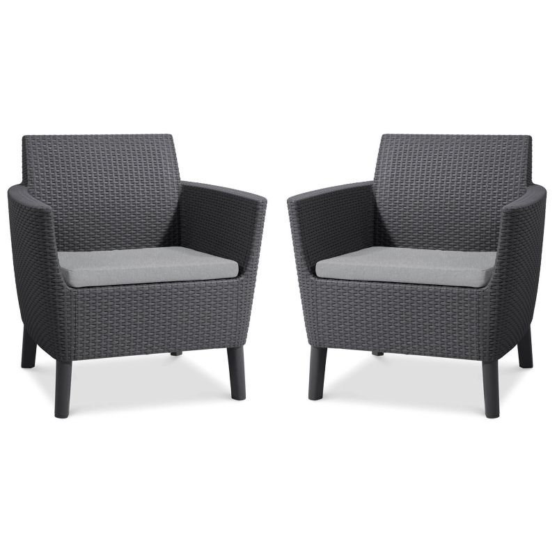 Zestaw Mebli Keter Fotele Ogrodowe SALEMO na Balkon Taras 2xFotel grafit 1 kpl