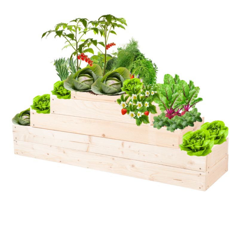 Skrzynia warzywna MODO24 kaskadowa 45x117x30 cm przezroczyste impregnowane drewno 1 szt