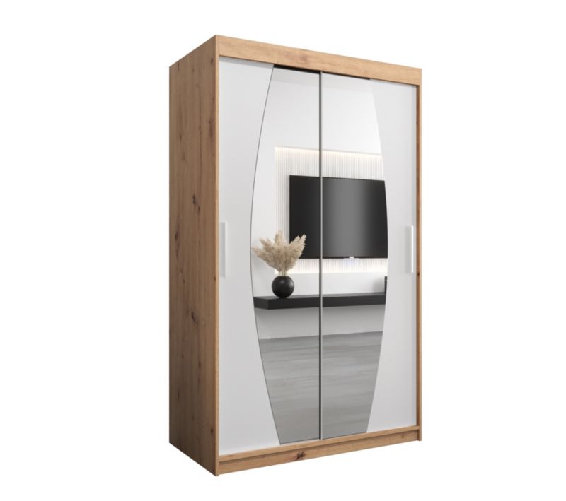 Szafa przesuwna Garderoba Abiks ELYPSE 120 dąb artisan + biały mat 1 szt.