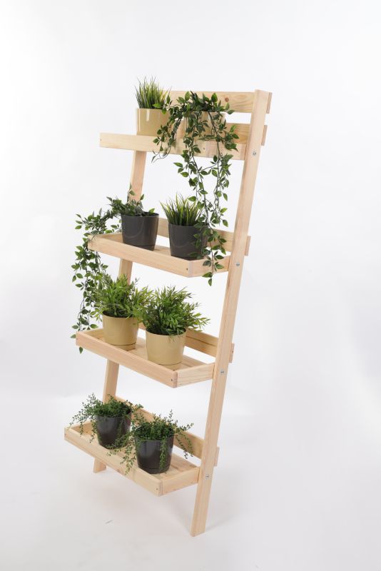 Kwietnik drewniany MODO24 4-poziomowy opierany o ścianę 145x57x23 cm naturalny eko 1 szt.