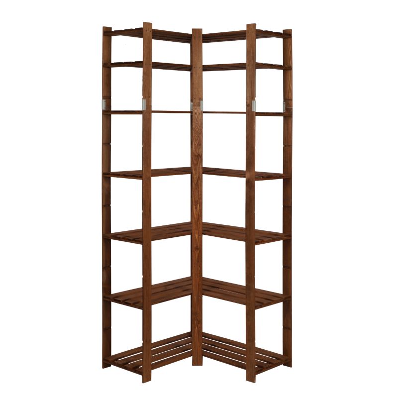 Regał narożny drewniany MODO24 impregnacja brązowa pojemny 220 cm 1 szt.