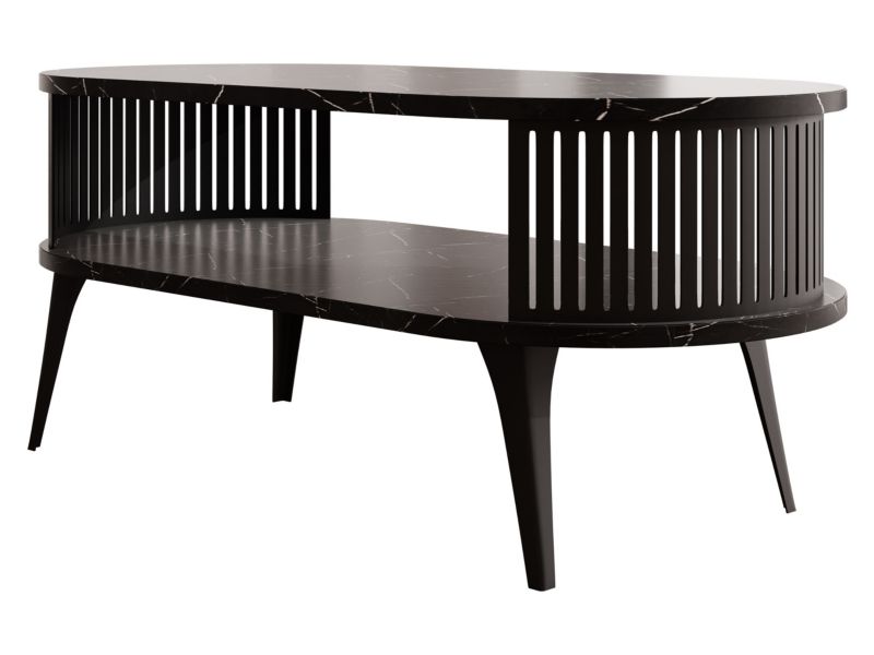 Stolik kawowy owalny MIRJAN 24 Roenni czarny/black pietra grigia 1 szt.