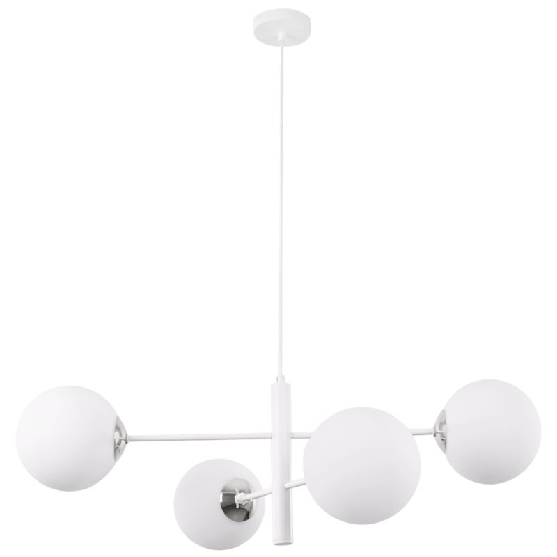 Lampa sufitowa wisząca Light Home LH Siena 4x E14 40W biały/chrom klosz biały 1szt.