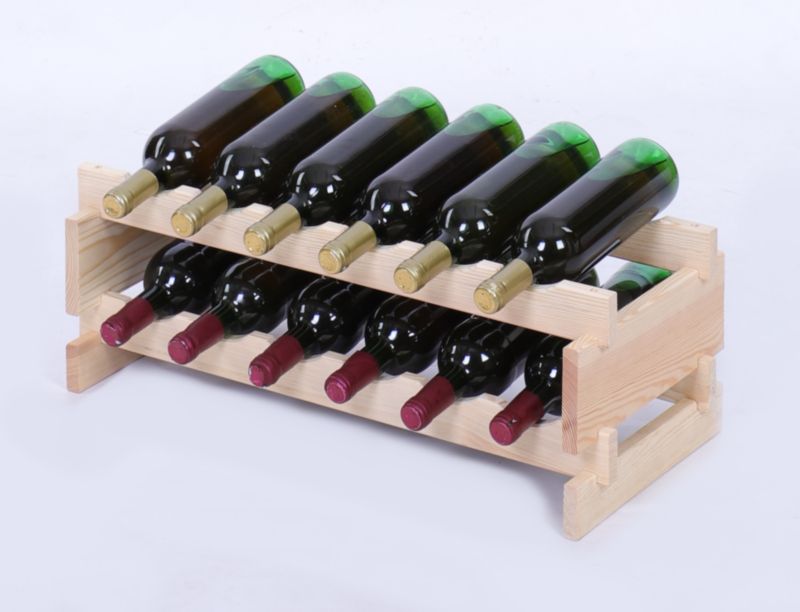 Stojak na wino MODO24 regał modułowy na butelki 2 leżnie x 6 butelek montaż bez narzędzi naturalne drewno 1 szt.
