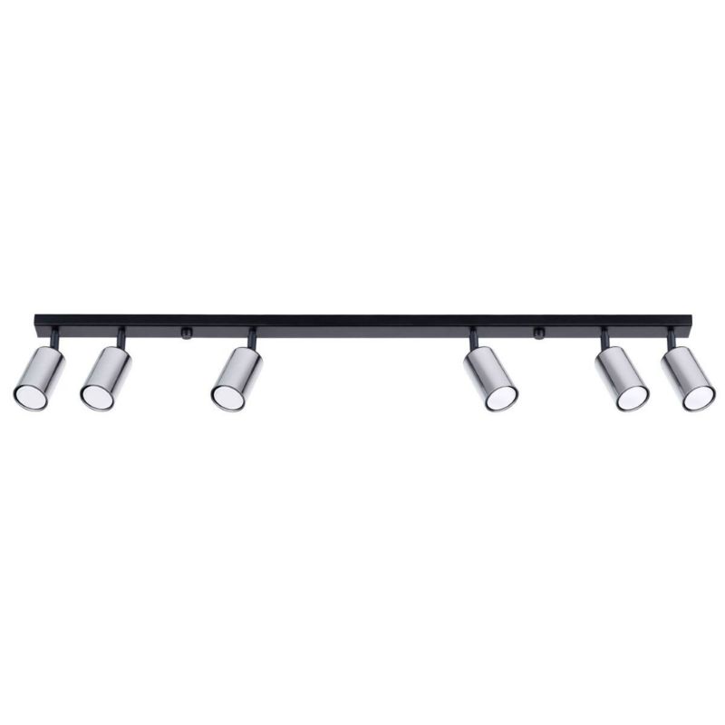 Spot oprawa sufitowa Sollux Lighting Winx czarny-chromowany 6 x GU10 x IP20 wym: 18,5 x 6 x 118 cm - 1 szt.