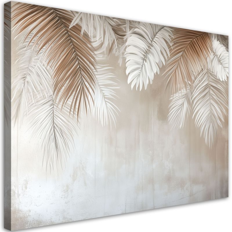 Obraz do salonu sypialni Feeby Zwisające liście palmy na beżowym tle 60x40cm 1szt