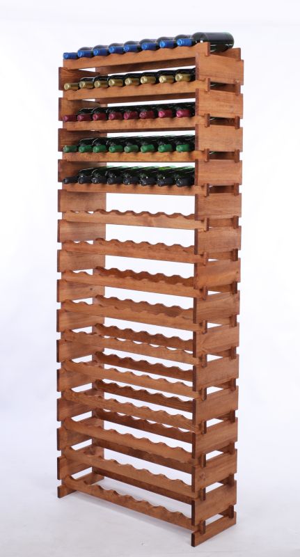 Stojak na wino MODO24 regał modułowy na butelki 15 leżni x 8 butelek montaż bez narzędzi impregnacja brązowa 1 szt.